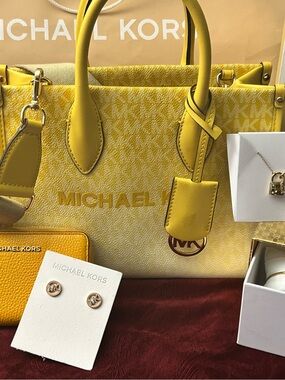 Michael Kors Yellow Signature MK Tote with Top Handles